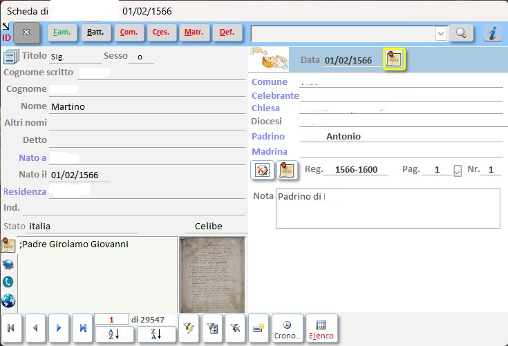 Ghenos_S - maschera di inserimento e ricerca documenti